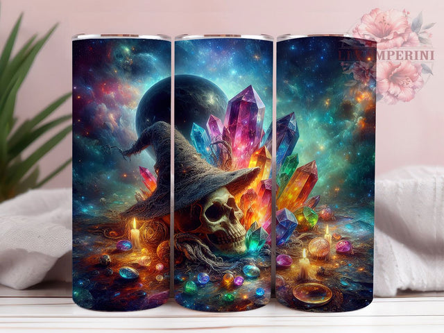 Cute Rainbow Witch Halloween Tumbler, Halloween Wrap, 20Oz Tumbler, Sublimation Design, Spooky Season, Crystal Magic, Rainbow Vibes Sublimation Li Zamperini 