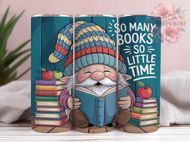 Cute Reading Book Gnome Tumbler, Book Lover Gnome, Bookworm Gnome, Cute Reading Design, Literary Gnome Art, 20oz Tumbler, Sublimation Design Sublimation Li Zamperini 