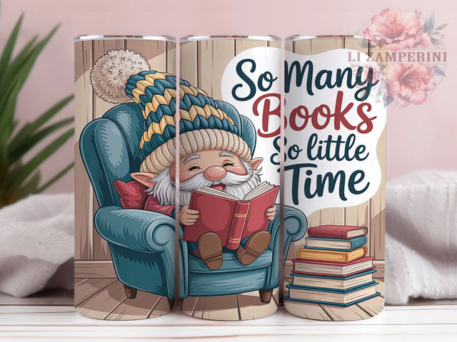 Cute Reading Book Gnome Tumbler, Book Lover Gnome, Bookworm Gnome, Cute Reading Design, Literary Gnome Art, 20oz Tumbler, Sublimation Design Sublimation Li Zamperini 