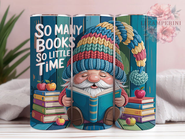 Cute Reading Book Gnome Tumbler, Book Lover Gnome, Bookworm Gnome, Cute Reading Design, Literary Gnome Art, 20oz Tumbler, Sublimation Design Sublimation Li Zamperini 
