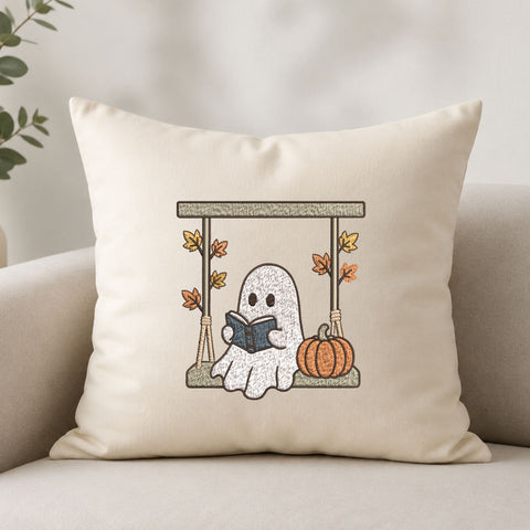 Cute Reading Ghost Pumpkin Machine Embroidery Design Halloween Fall Embroidery File Embroidery/Applique DESIGNS PatternFeed8 