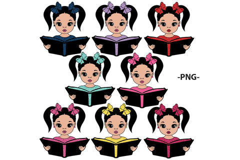 Cute Reading Girl SVG PNG DXF for Book Lovers, Classroom Decor, Teacher Clipart and Homeschool Printable Sublimation Design SVG 1uniqueminute 