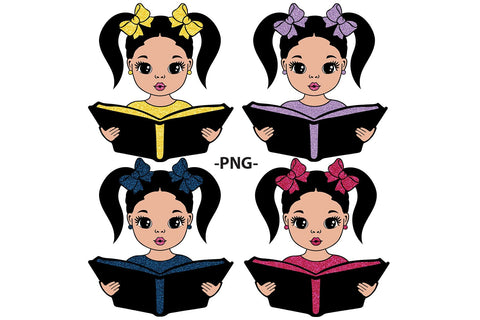 Cute Reading Girl SVG PNG DXF for Book Lovers, Classroom Decor, Teacher Clipart and Homeschool Printable Sublimation Design SVG 1uniqueminute 