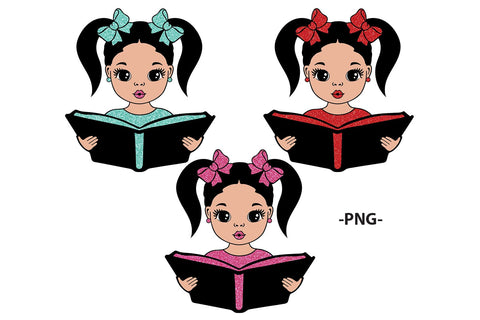 Cute Reading Girl SVG PNG DXF for Book Lovers, Classroom Decor, Teacher Clipart and Homeschool Printable Sublimation Design SVG 1uniqueminute 