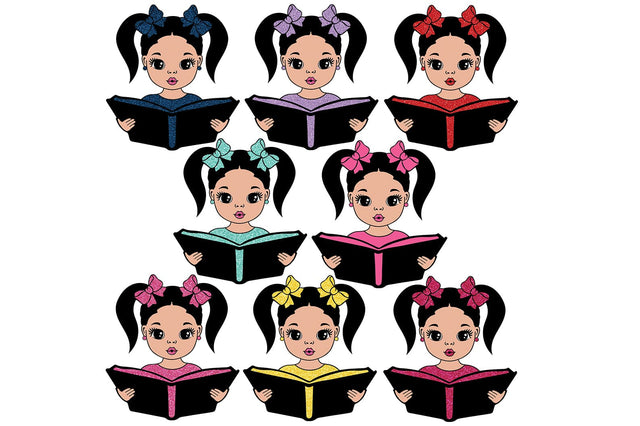 Cute Reading Girl SVG PNG DXF for Book Lovers, Classroom Decor, Teacher Clipart and Homeschool Printable Sublimation Design SVG 1uniqueminute 