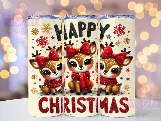 Cute Reindeer, Christmas Design, Tumbler Wrap, 20 oz Tumbler, PNG Sublimation, Holiday Wrap, Christmas Reindeer, Festive Design Sublimation SvggirlplusArt 