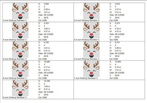 Cute Reindeer Face Embroidery Design – Christmas Rudolph Antlers Machine Embroidery File, 9 Sizes Embroidery/Applique DESIGNS PatternFeed8 