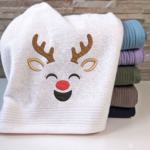 Cute Reindeer Face Embroidery Design – Christmas Rudolph Antlers Machine Embroidery File, 9 Sizes Embroidery/Applique DESIGNS PatternFeed8 