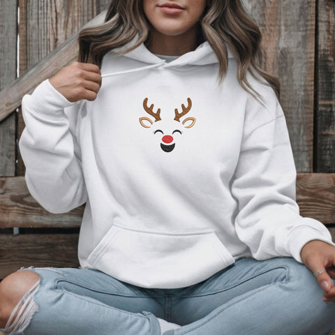 Cute Reindeer Face Embroidery Design – Christmas Rudolph Antlers Machine Embroidery File, 9 Sizes Embroidery/Applique DESIGNS PatternFeed8 