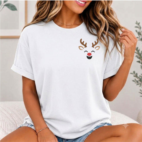 Cute Reindeer Face Embroidery Design – Christmas Rudolph Antlers Machine Embroidery File, 9 Sizes Embroidery/Applique DESIGNS PatternFeed8 