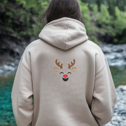 Cute Reindeer Face Embroidery Design – Christmas Rudolph Antlers Machine Embroidery File, 9 Sizes Embroidery/Applique DESIGNS PatternFeed8 