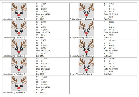 Cute Reindeer Face Machine Embroidery Design – Red Nose Christmas Deer Embroidery File Embroidery/Applique DESIGNS PatternFeed8 
