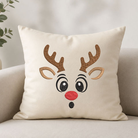 Cute Reindeer Face Machine Embroidery Design – Red Nose Christmas Deer Embroidery File Embroidery/Applique DESIGNS PatternFeed8 