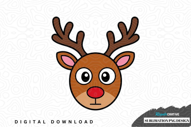 Cute reindeer face sublimation png design Sublimation Regulrcrative 