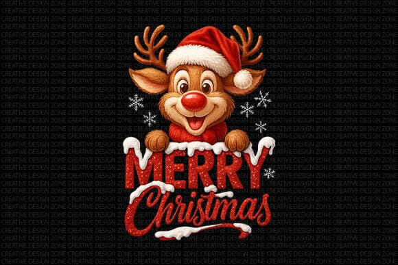 Cute Reindeer Merry Christmas PNG SVG BillahCrafts 