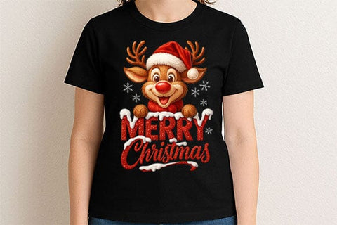 Cute Reindeer Merry Christmas PNG SVG BillahCrafts 