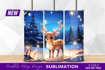 Cute reindeer winter wonderland tumbler png Sublimation Regulrcrative 