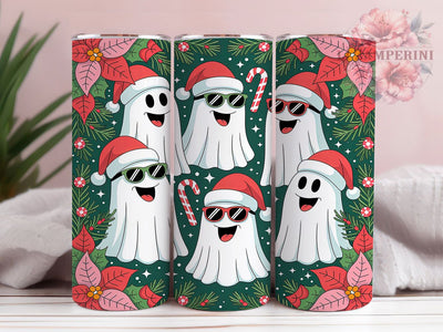 Cute Retro Christmas Ghost Tumbler, Retro Pink Holiday Wrap, Festive Ghost Sublimation Design, Adorable Holiday Cup, 20Oz Skinny Tumbler Wrap, Whimsical Christmas Mug, Fun Retro Holiday Design Sublimation Li Zamperini 
