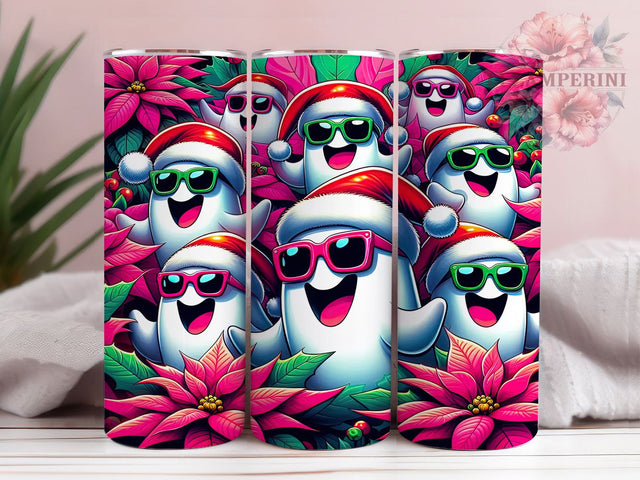 Cute Retro Christmas Ghost Tumbler, Retro Pink Holiday Wrap, Festive Ghost Sublimation Design, Adorable Holiday Cup, 20Oz Skinny Tumbler Wrap, Whimsical Christmas Mug, Fun Retro Holiday Design Sublimation Li Zamperini 