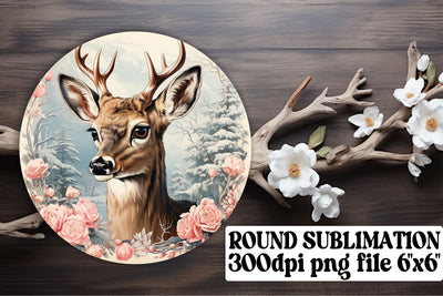 Cute Retro Christmas PNG Keychain Watercolor Round Design Sublimation afrosvg 