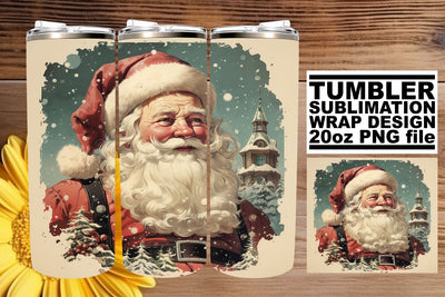Cute Retro Christmas Wrap - Watercolor Tumbler 20oz Sublimation Sublimation afrosvg 