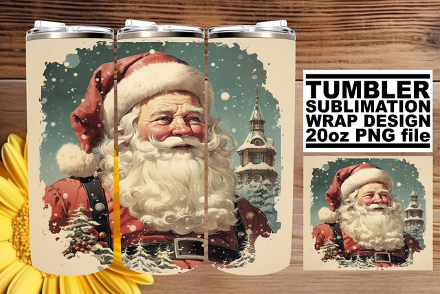 Cute Retro Christmas Wrap - Watercolor Tumbler 20oz Sublimation Sublimation afrosvg 
