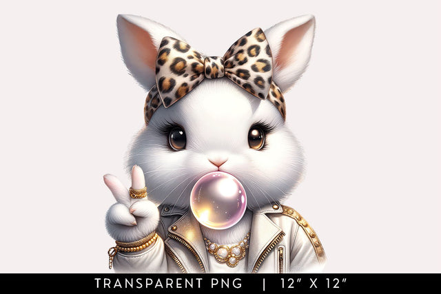 Cute Retro Easter Bunny Glam PNG Sublimation BijouBay 