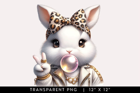 Cute Retro Easter Bunny Glam PNG Sublimation BijouBay 