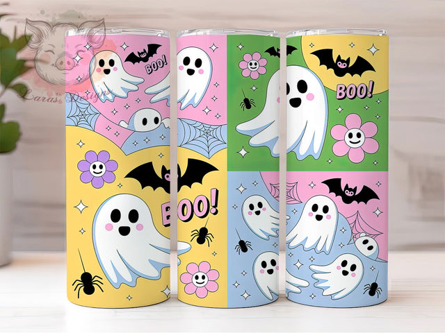 Cute Retro Ghost Halloween 20Oz Tumbler, Retro Halloween Cup, 90S Sublimation Wrap, Vintage Ghost Drinkware, Spooky Cute Mug, Halloween Coffee Tumbler, Retro Spooky Design Sublimation Lara' s Designs 