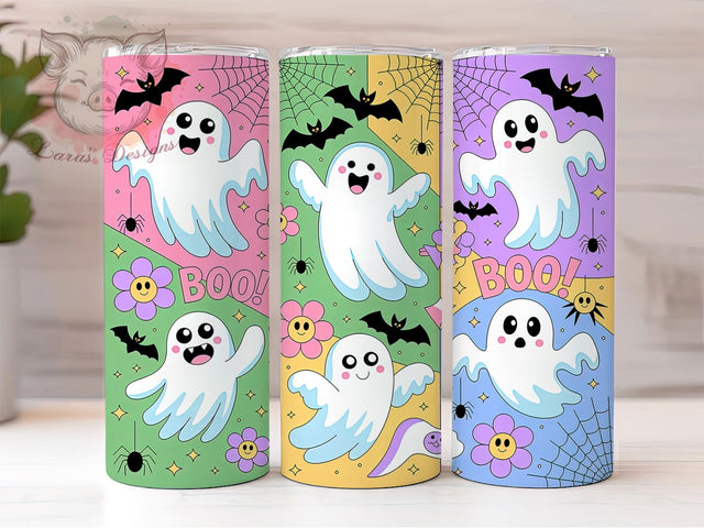 Cute Retro Ghost Halloween 20Oz Tumbler, Retro Halloween Cup, 90S Sublimation Wrap, Vintage Ghost Drinkware, Spooky Cute Mug, Halloween Coffee Tumbler, Retro Spooky Design Sublimation Lara' s Designs 