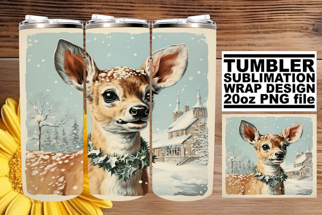 Cute Retro Holiday Tumbler Wrap - Watercolor Christmas Design Sublimation afrosvg 