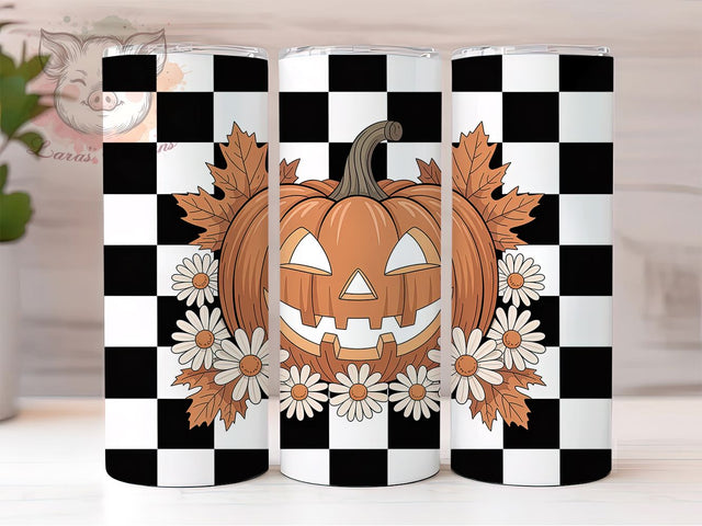 Cute Retro Pumpkin Daisy Fall Tumbler, Pumpkin Daisy Cup Wrap, 20Oz Sublimation Design, Autumn Flower Coffee Mug, Vintage Fall Drinkware, Retro Pumpkin Gift, Harvest Season Tumbler Sublimation Lara' s Designs 
