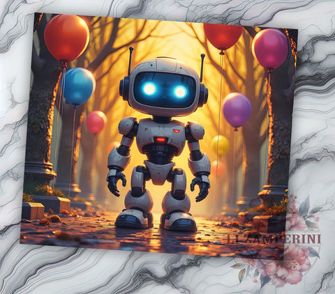 Cute Robot Kids 20oz Tumbler, Robot Tumbler, Kids Tumbler Wrap, Children's Drinkware, 20oz Sublimation Tumbler, Cute Robot Design, Kids Gift, Sci-Fi Tumbler Sublimation Li Zamperini 