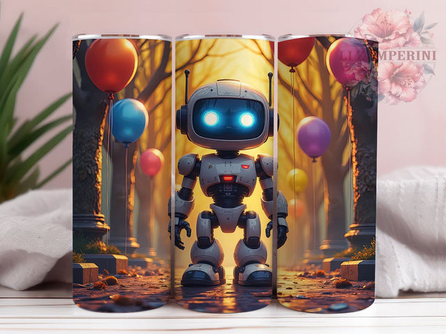 Cute Robot Kids 20oz Tumbler, Robot Tumbler, Kids Tumbler Wrap, Children's Drinkware, 20oz Sublimation Tumbler, Cute Robot Design, Kids Gift, Sci-Fi Tumbler Sublimation Li Zamperini 