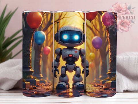 Cute Robot Kids 20oz Tumbler, Robot Tumbler, Kids Tumbler Wrap, Children's Drinkware, 20oz Sublimation Tumbler, Cute Robot Design, Kids Gift, Sci-Fi Tumbler Sublimation Li Zamperini 
