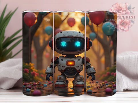 Cute Robot Kids 20oz Tumbler, Robot Tumbler, Kids Tumbler Wrap, Children's Drinkware, 20oz Sublimation Tumbler, Cute Robot Design, Kids Gift, Sci-Fi Tumbler Sublimation Li Zamperini 