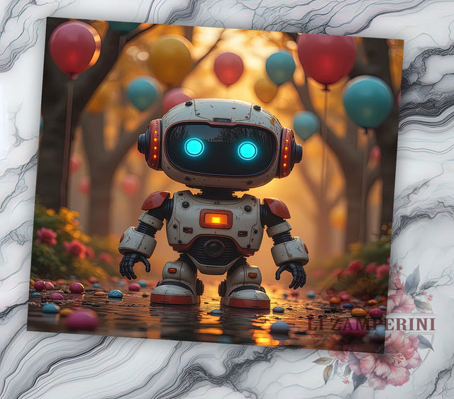 Cute Robot Kids 20oz Tumbler, Robot Tumbler, Kids Tumbler Wrap, Children's Drinkware, 20oz Sublimation Tumbler, Cute Robot Design, Kids Gift, Sci-Fi Tumbler Sublimation Li Zamperini 