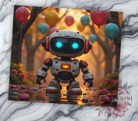 Cute Robot Kids 20oz Tumbler, Robot Tumbler, Kids Tumbler Wrap, Children's Drinkware, 20oz Sublimation Tumbler, Cute Robot Design, Kids Gift, Sci-Fi Tumbler Sublimation Li Zamperini 