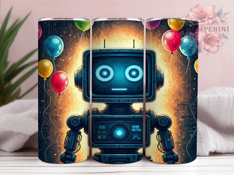 Cute Robot Kids 20oz Tumbler, Robot Tumbler, Kids Tumbler Wrap, Children's Drinkware, 20oz Sublimation Tumbler, Cute Robot Design, Kids Gift, Sci-Fi Tumbler Sublimation Li Zamperini 