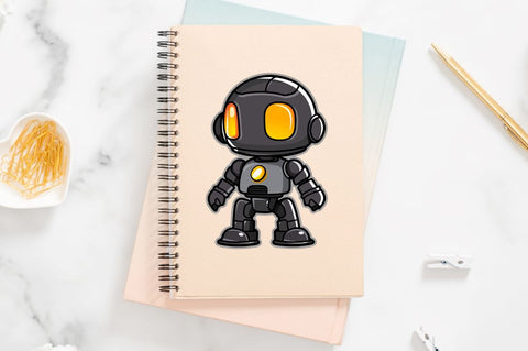 Cute robot sticker Clipart Bundle Sublimation Regulrcrative 