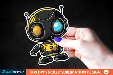 Cute robot sticker Clipart Bundle Sublimation Regulrcrative 