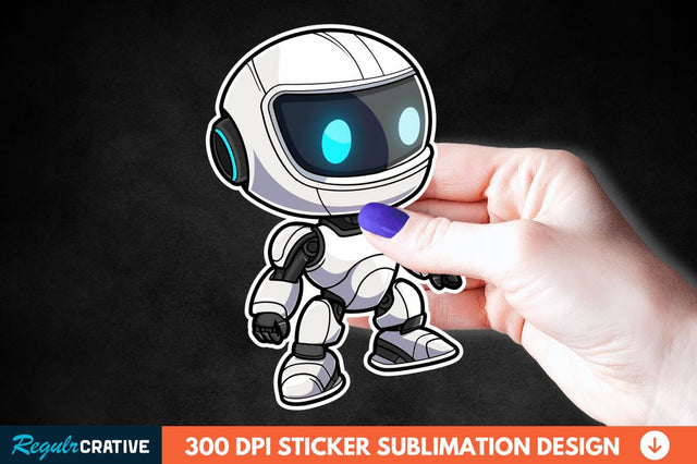 Cute Robot Sticker Clipart Sublimation Regulrcrative 