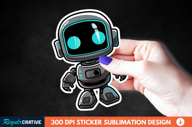 Cute Robot Sticker Clipart Sublimation Regulrcrative 
