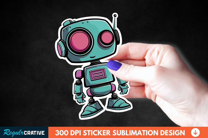Cute Robot Sticker Clipart Sublimation Regulrcrative 
