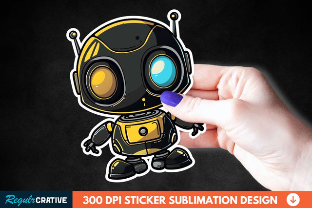 Cute Robot Sticker Clipart Sublimation Regulrcrative 