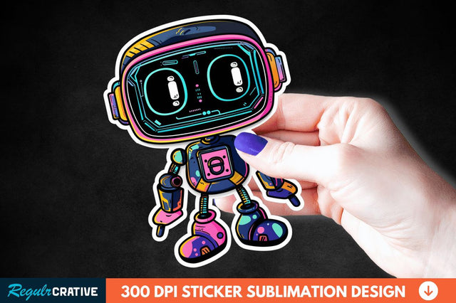 Cute Robot Sticker Clipart Sublimation Regulrcrative 