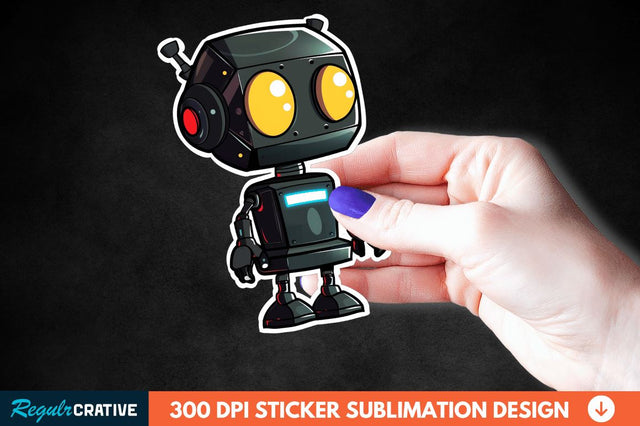 Cute Robot Sticker Clipart Sublimation Regulrcrative 