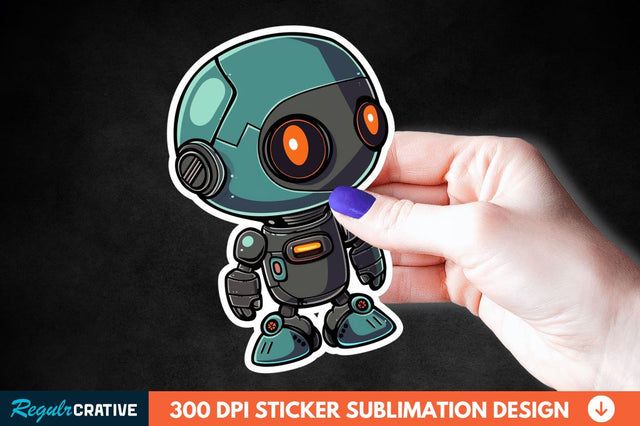 Cute Robot Sticker Clipart Sublimation Regulrcrative 