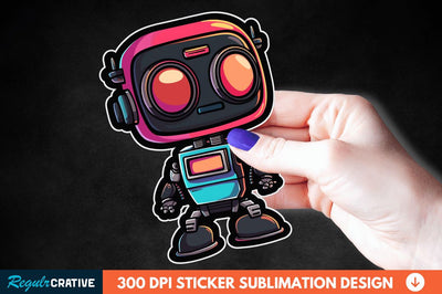 Cute Robot Sticker Clipart Sublimation Regulrcrative 
