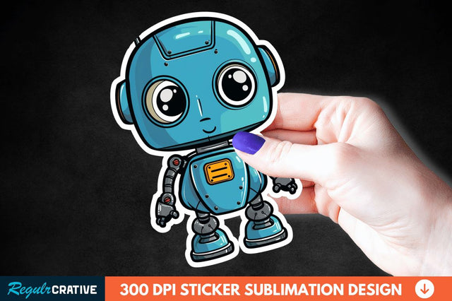 Cute Robot Sticker Clipart Sublimation Regulrcrative 